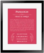 Paisleigh name meaning wall art by Get Your Story in red with black matte frame
