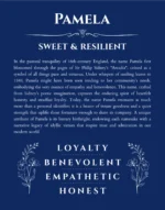 Pamela name meaning gift print in deep blue