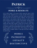 Patrick name meaning gift print in deep blue