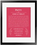 Patty name meaning gift print in red with black matte frame