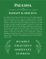 Paulina personalized wall art with the story of your name in dark green
