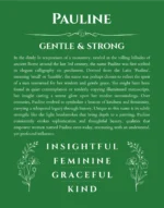 Pauline name meaning wall art by Get Your Story in dark green