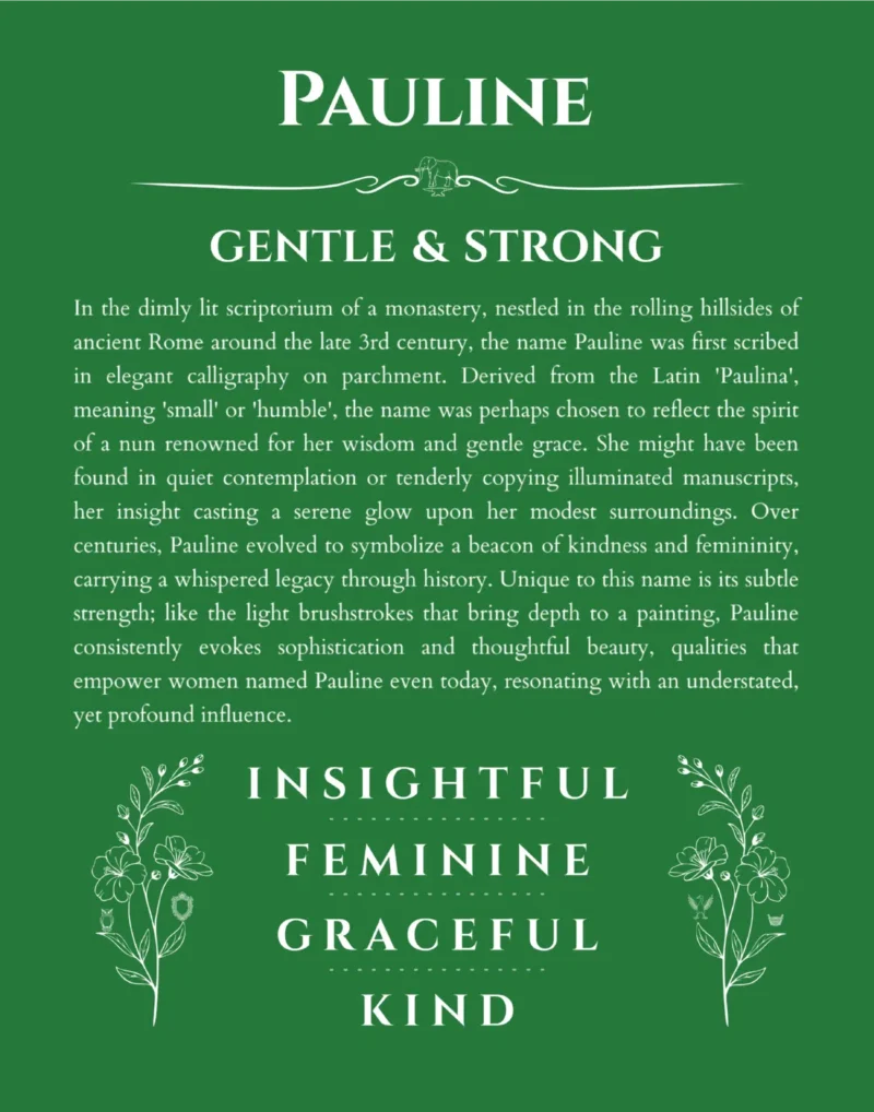 Pauline name meaning wall art by Get Your Story in dark green