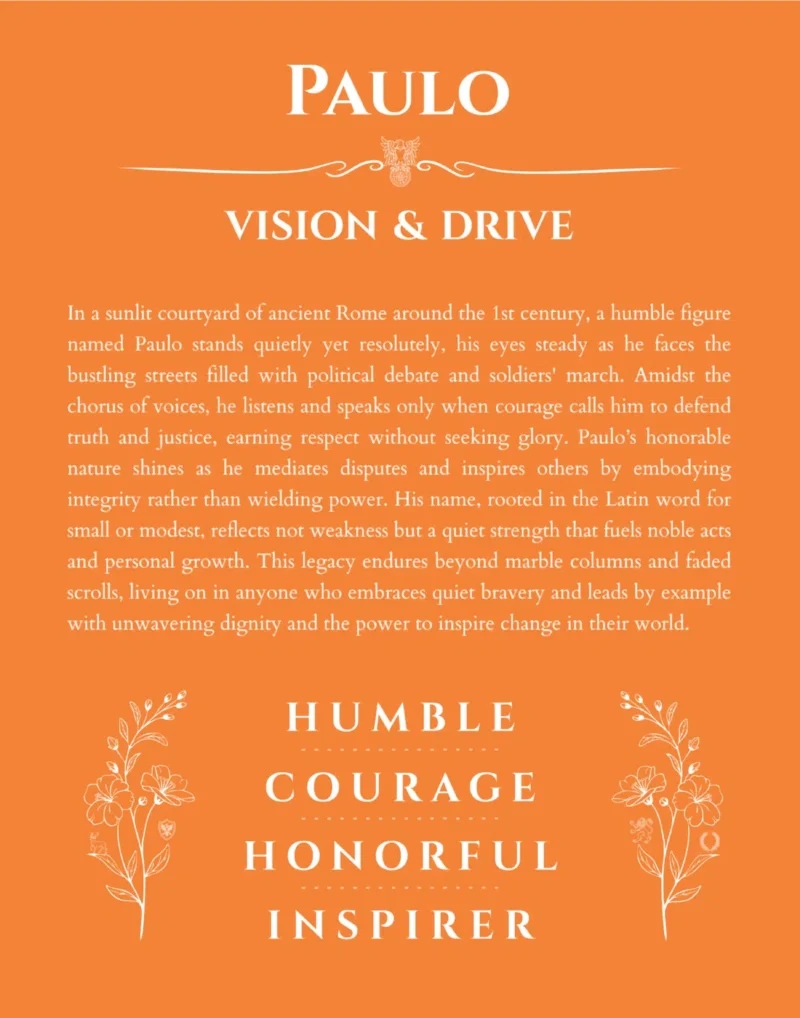 Paulo custom name meaning print in orange