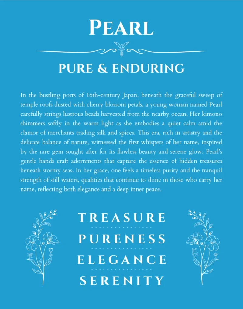 Pearl personalized name meaning print in blue