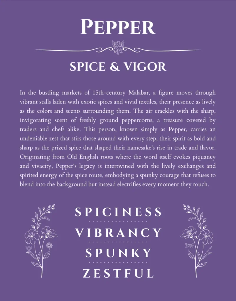 Pepper custom name meaning print in purple
