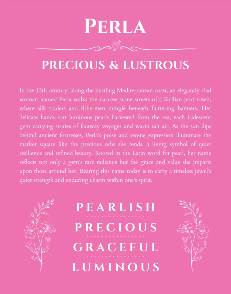 Perla name meaning gift print in pink