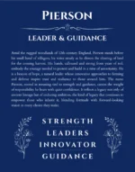 Pierson personalized name print with origin and traits in deep blue