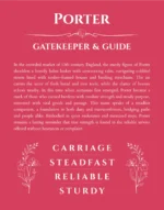 Porter personalized name art with origin story in red