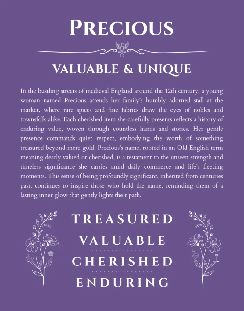 Precious name meaning wall art by Get Your Story in purple