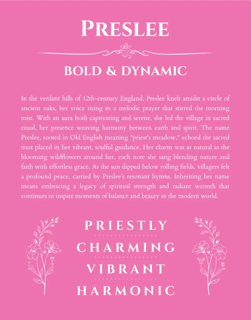 Preslee custom name print for wall display in pink