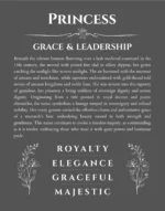 Princess name origin print with meaning and traits in gray