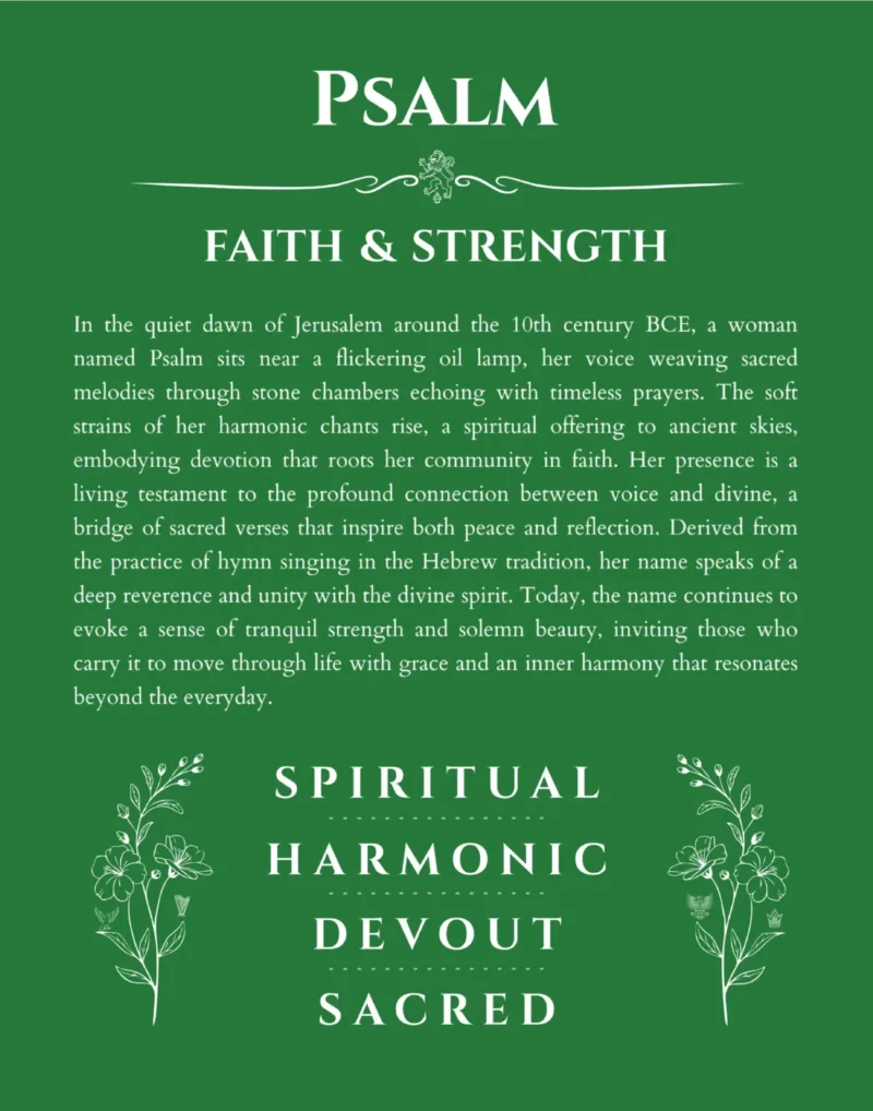 Psalm personalized name meaning print in dark green