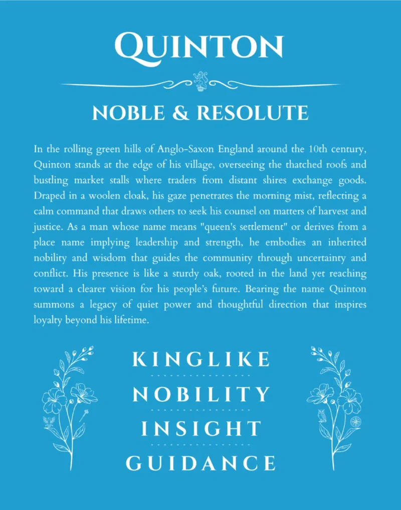Quinton personalized name meaning print in blue