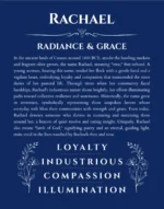 Rachael personalized name meaning print in deep blue