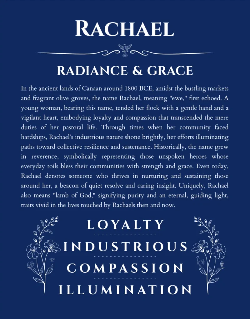Rachael personalized name meaning print in deep blue