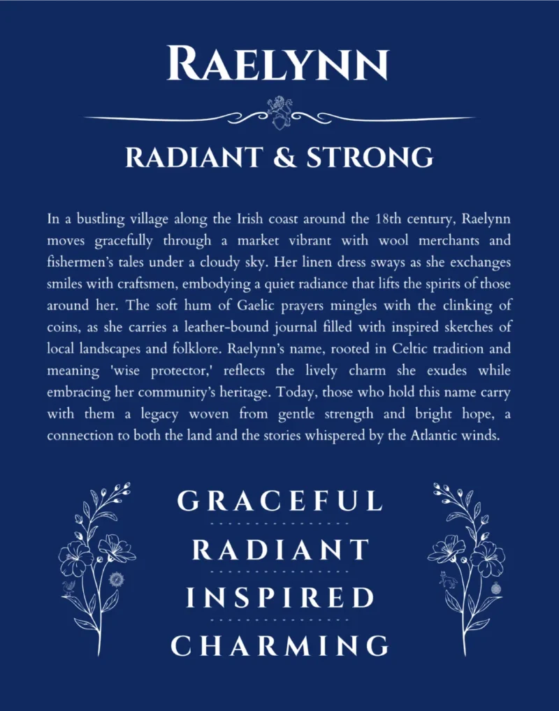 Raelynn custom name meaning print in deep blue