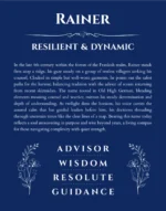 Rainer name origin print with meaning and traits in deep blue
