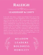 Raleigh custom name art showing meaning and origin in pink