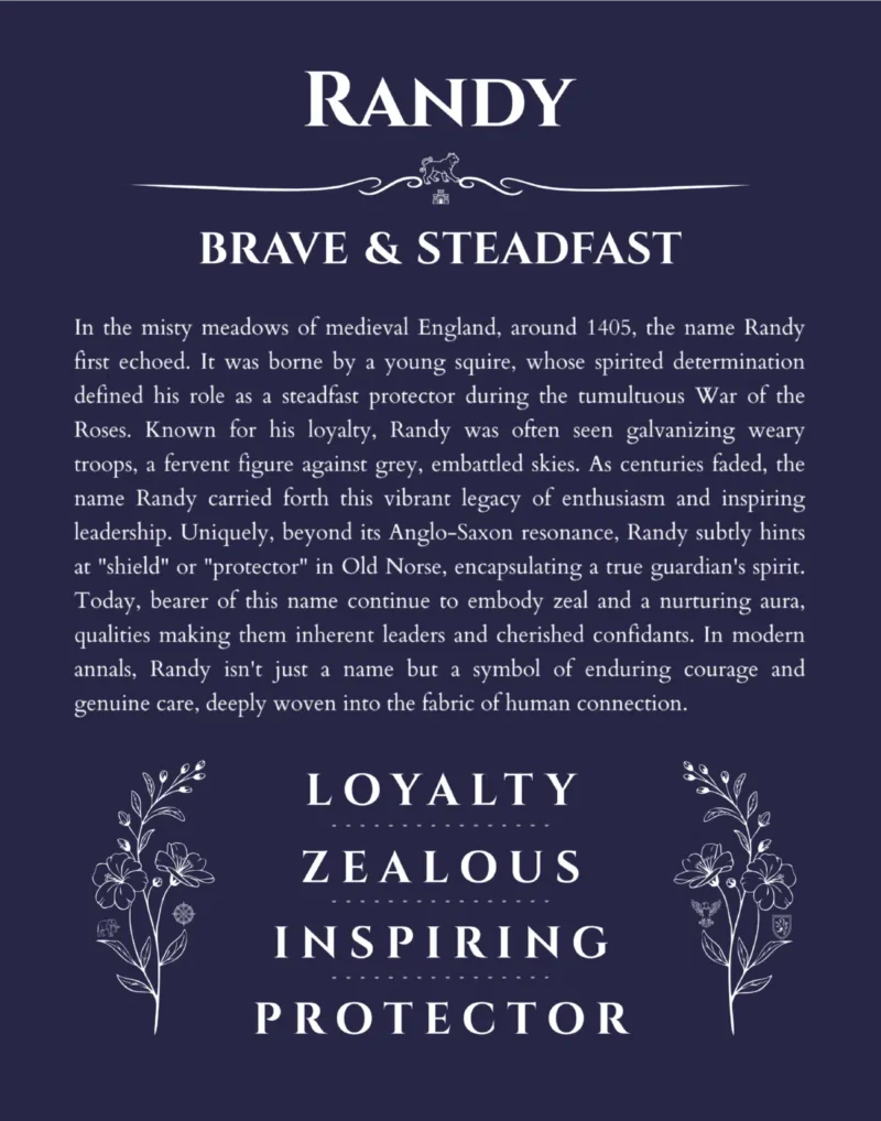 Randy name meaning gift print in navy blue