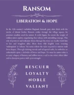 Ransom name origin print with meaning and traits in purple