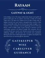 Rayaan personalized name art with origin story in deep blue