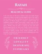 Rayah personalized wall art with the story of your name in pink
