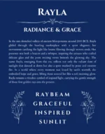 Rayla personalized name print with origin and traits in deep blue