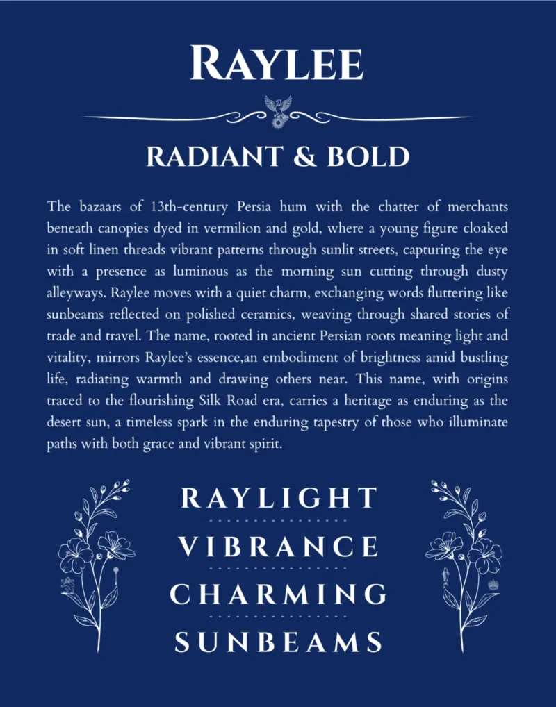 Raylee custom name meaning print in deep blue