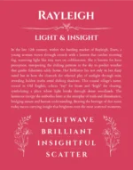 Rayleigh personalized name print with origin and traits in red
