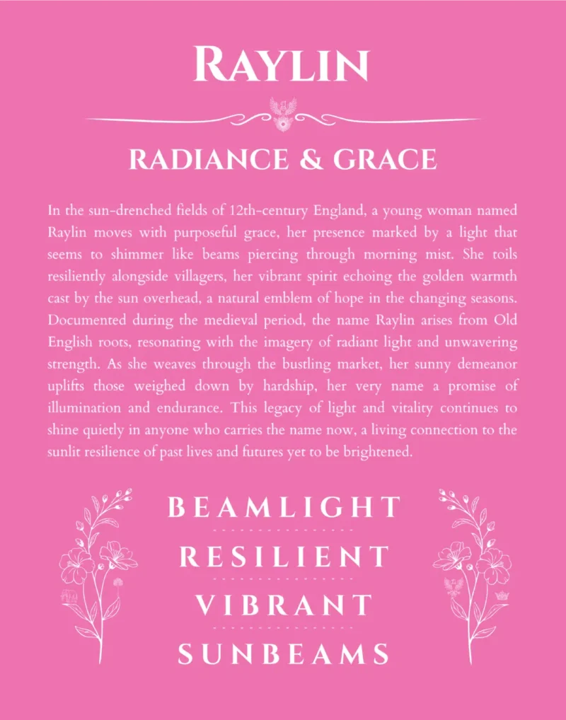 Raylin name meaning gift print in pink