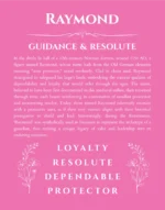 Raymond personalized name art with origin story in pink