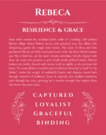 Rebeca personalized name print with origin and traits in red