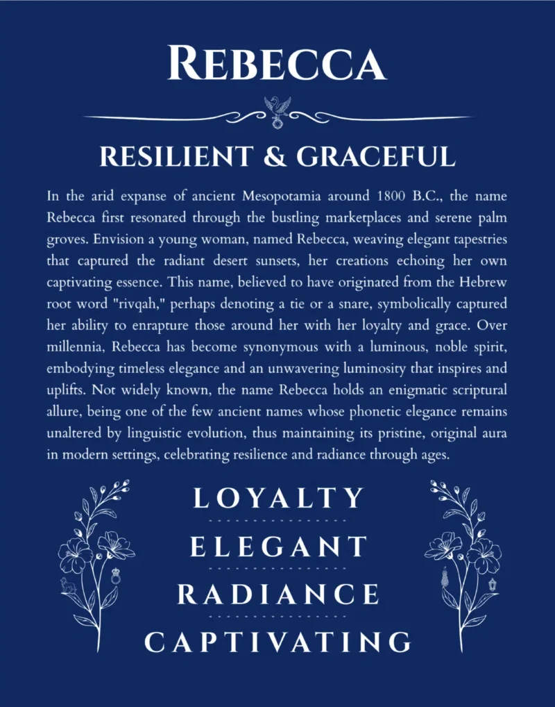 Rebecca personalized name meaning print in deep blue