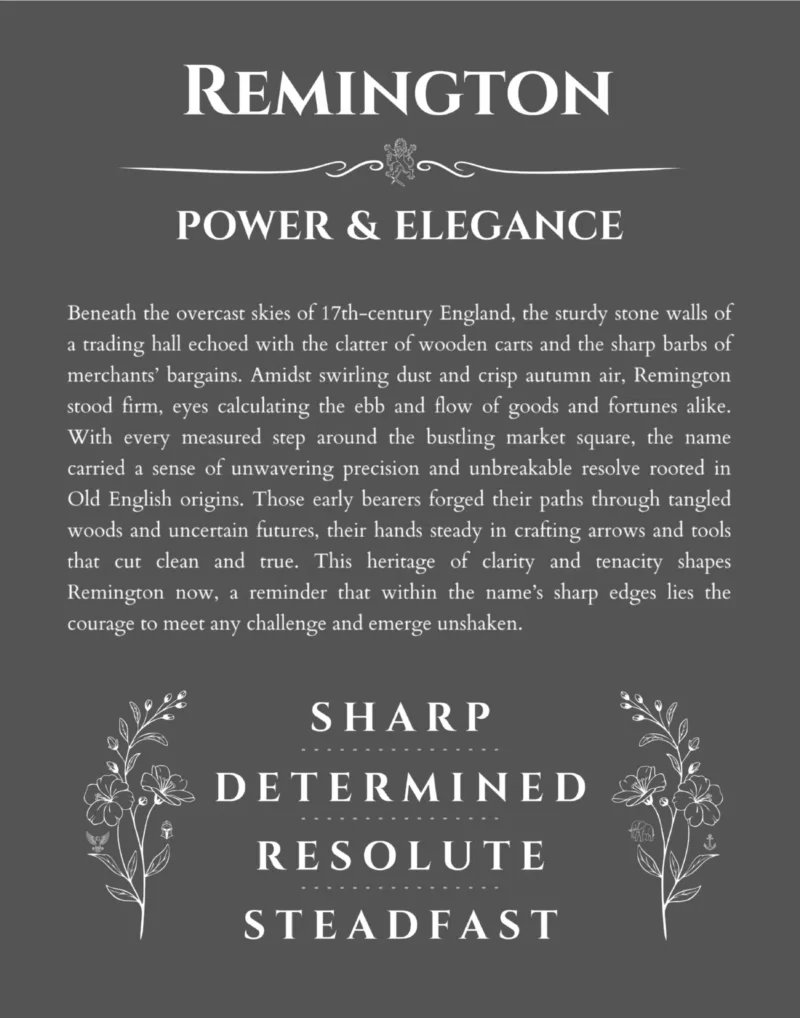 Remington name meaning gift print in gray