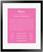 Rena name meaning gift print in pink with black matte frame