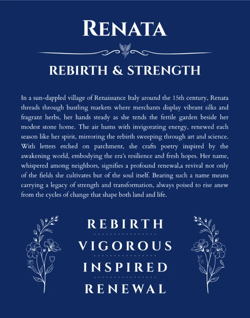 Renata custom name meaning print in deep blue