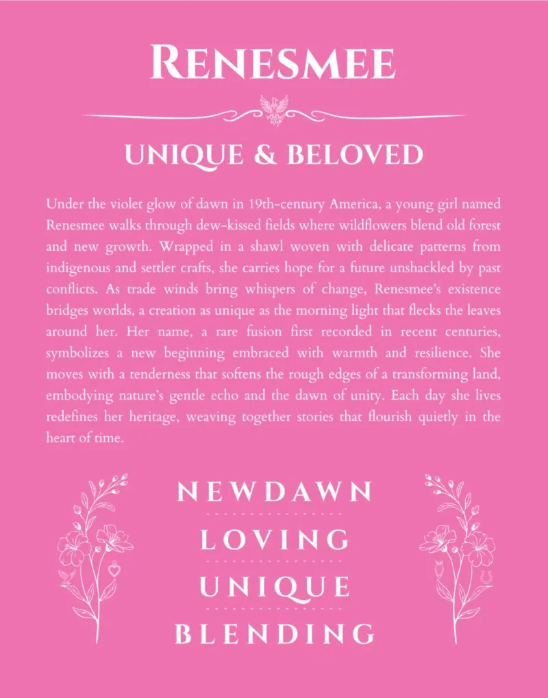 Renesmee personalized wall art with the story of your name in pink