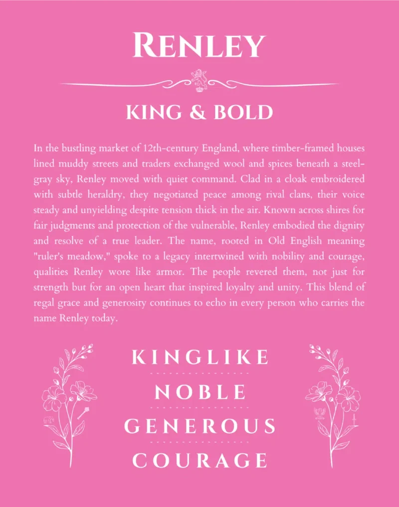 Renley personalized wall art with the story of your name in pink