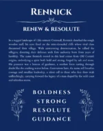 Rennick custom name art showing meaning and origin in deep blue