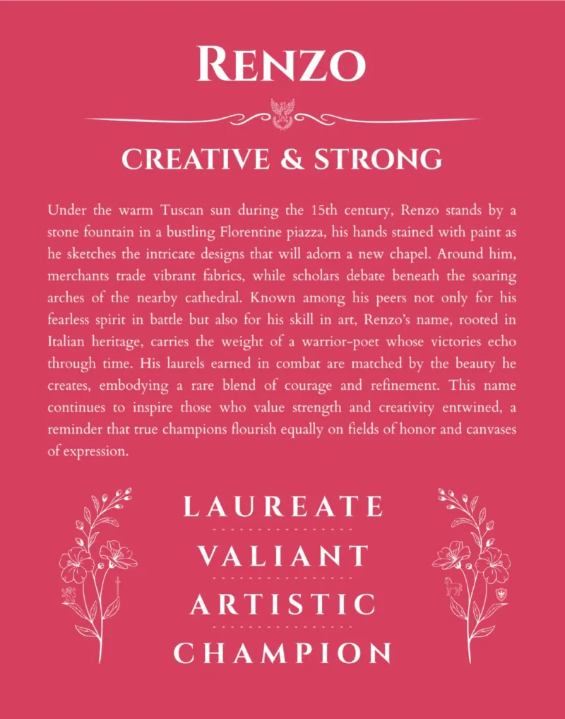Renzo name meaning wall art by Get Your Story in red