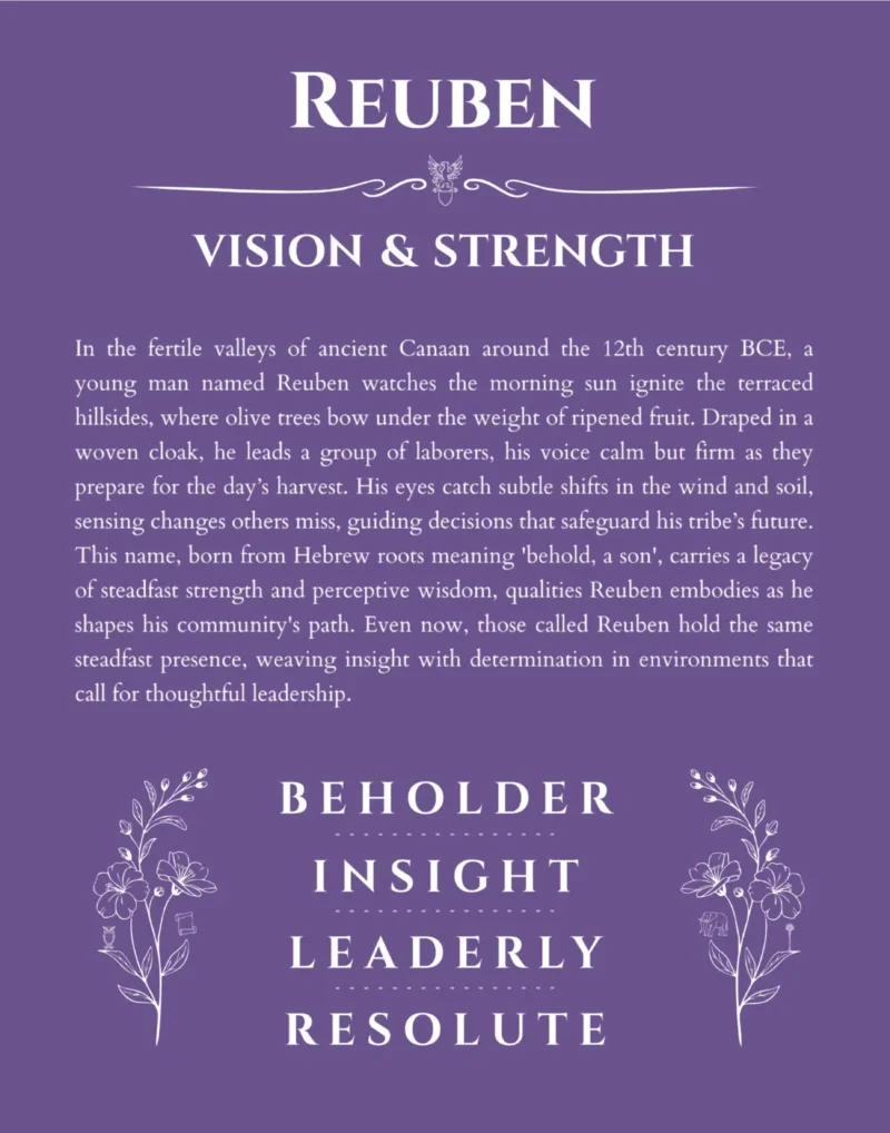 Reuben custom name meaning print in purple