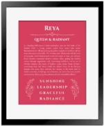 Reya name meaning wall art by Get Your Story in red with black matte frame