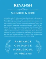 Reyansh personalized name art with origin story in blue