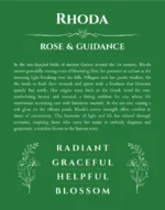 Rhoda custom name art showing meaning and origin in dark green
