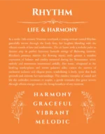 Rhythm name origin print with meaning and traits in orange