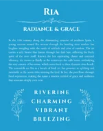 Ria custom name art showing meaning and origin in blue