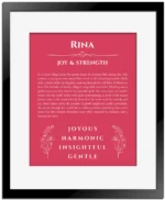 Rina name meaning wall art by Get Your Story in red with black matte frame