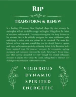 Rip personalized name art with origin story in dark green