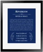 Riverlyn name meaning wall art by Get Your Story in deep blue with black matte frame